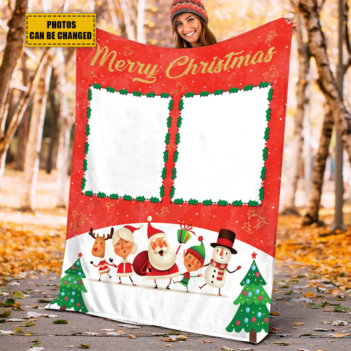 Teesdily | Merry Christmas Custom Blanket With Picture, Cute Christmas Soft Throw Blanket For Kid, Nursery Bedroom Decor, Christmas Personalized Gifts