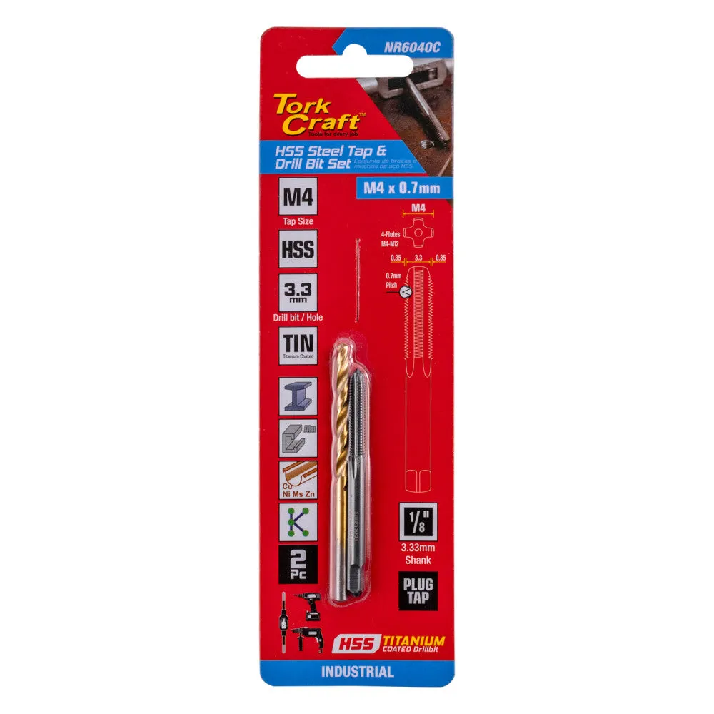 Tork Craft | Tap HSS 4X0.7mm & Drill 3.3mm 2Pc Set