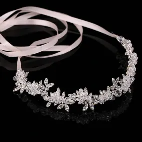 Transparent Crystal Bridal Tiaras Headband Bridal Wreath Wedding Flower Headdress Ornament