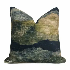 Travertine Marsh Green Beige Gray Digital Print Velvet Pillow Cover