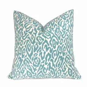 Tyrah Spa Blue Leopard Print Pillow Cover