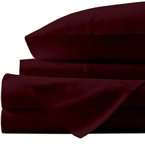 URBANHUT 1000 Thread Count 100% Egyptian Cotton King Size Sheets Set Quality (4Pc), Luxury Bed Sheets for King Size Bed, Sateen Weave Hotel Sheets, 16" Elasticized Deep Pocket - Burgundy