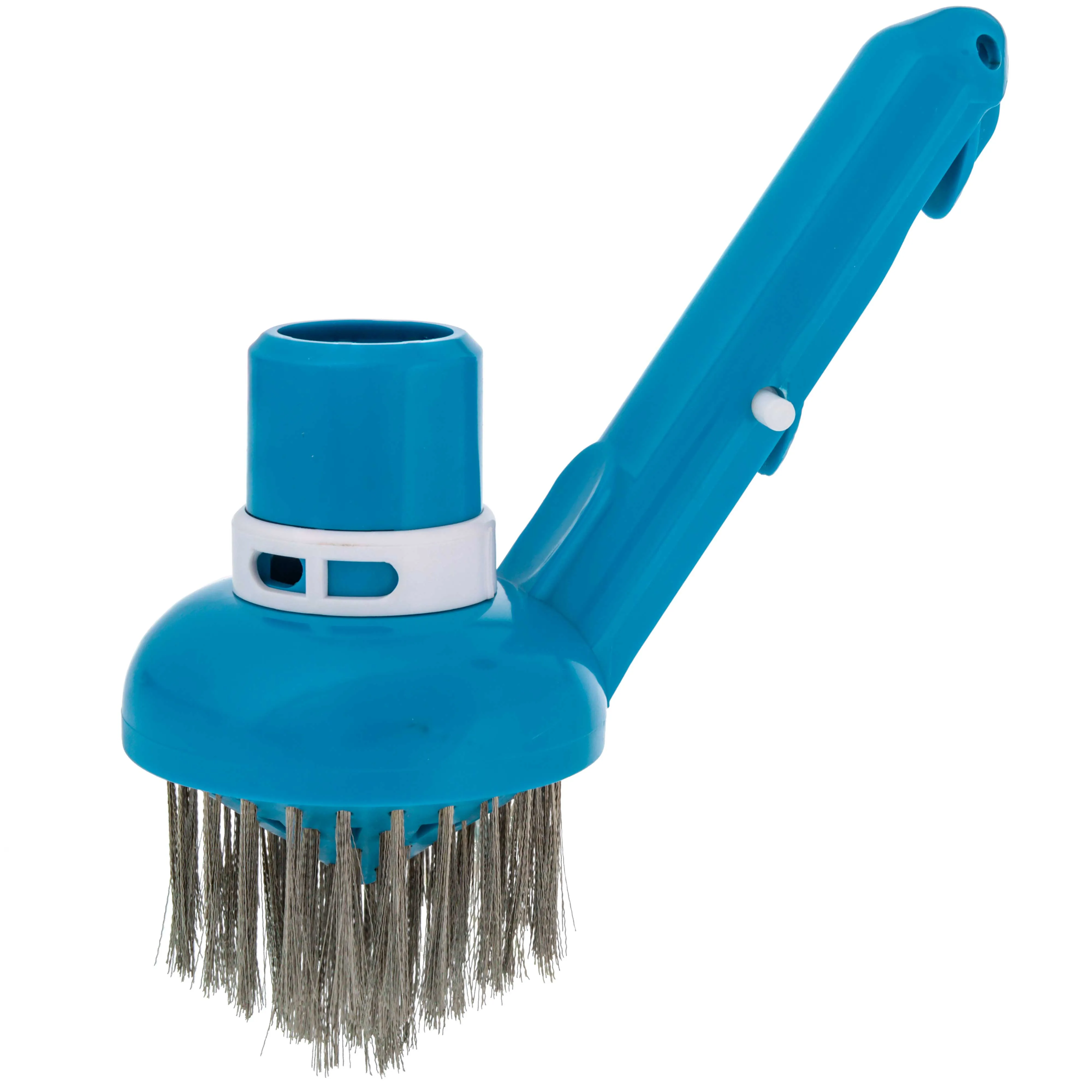 U.S. Pool Supply Corner Vacuum Head Brush with Stainless Steel Bristles, Adjustable Suction Ring - Scrub Remove Calcium Buildup, Rust Stains Concrete