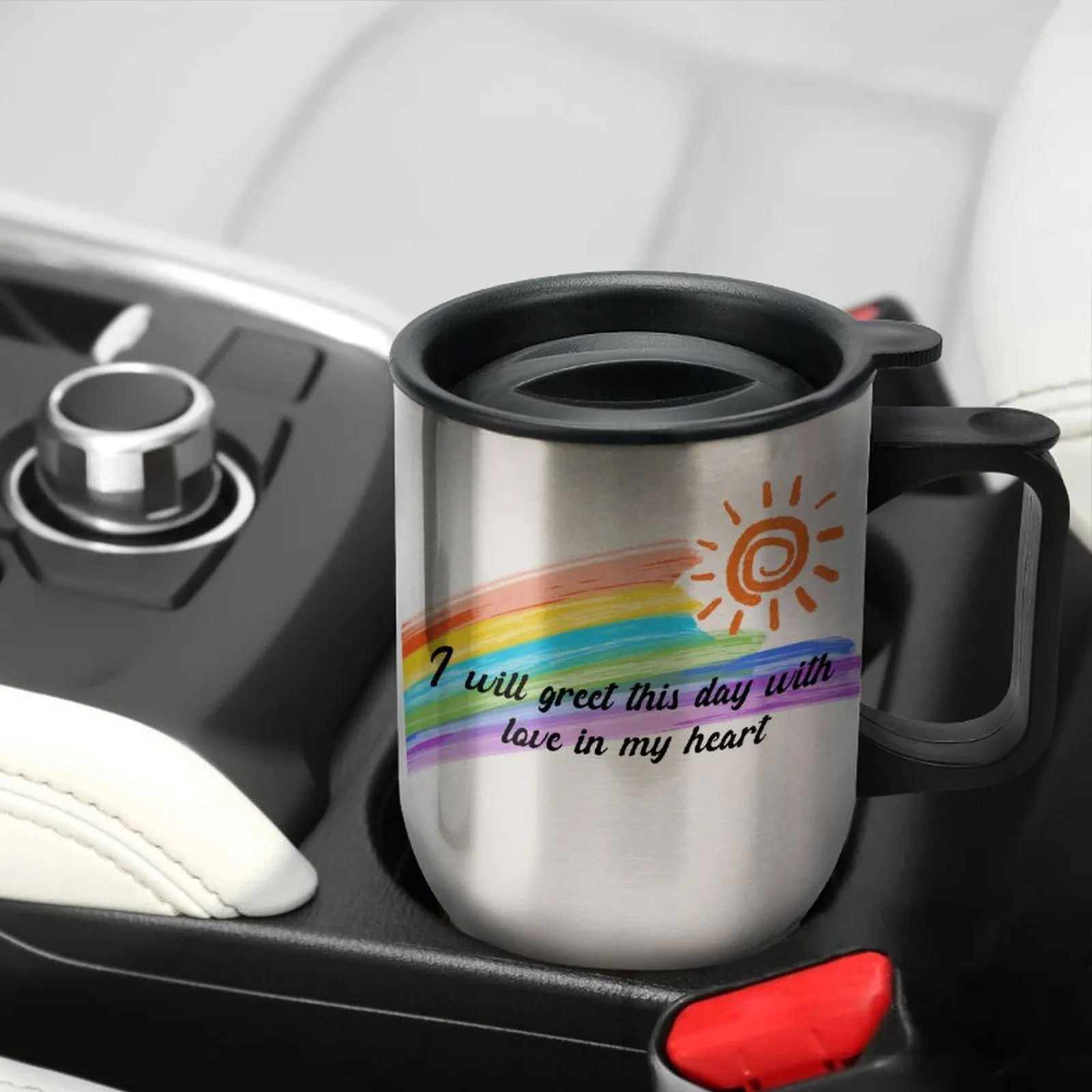 USA Free Shipping Personalized Text Rainbow 440ml Stainless Steel Silver Travel Coffee Mug Car Mug