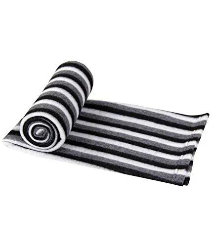 V3E Single Bed Ac Fleece Blanket Size :Single :60X90 Inch Pack of 1 - Black and White Stripes