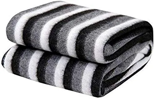 V3E Single Bed Ac Fleece Blanket Size :Single :60X90 Inch Pack of 1 - Black and White Stripes