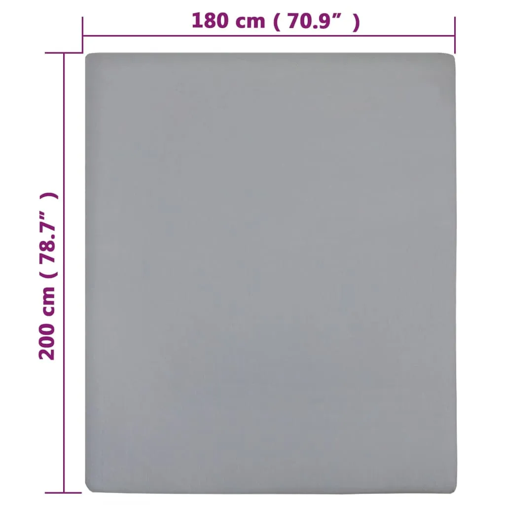 vidaXL Jersey Fitted Sheet Grey 180x200 cm Cotton