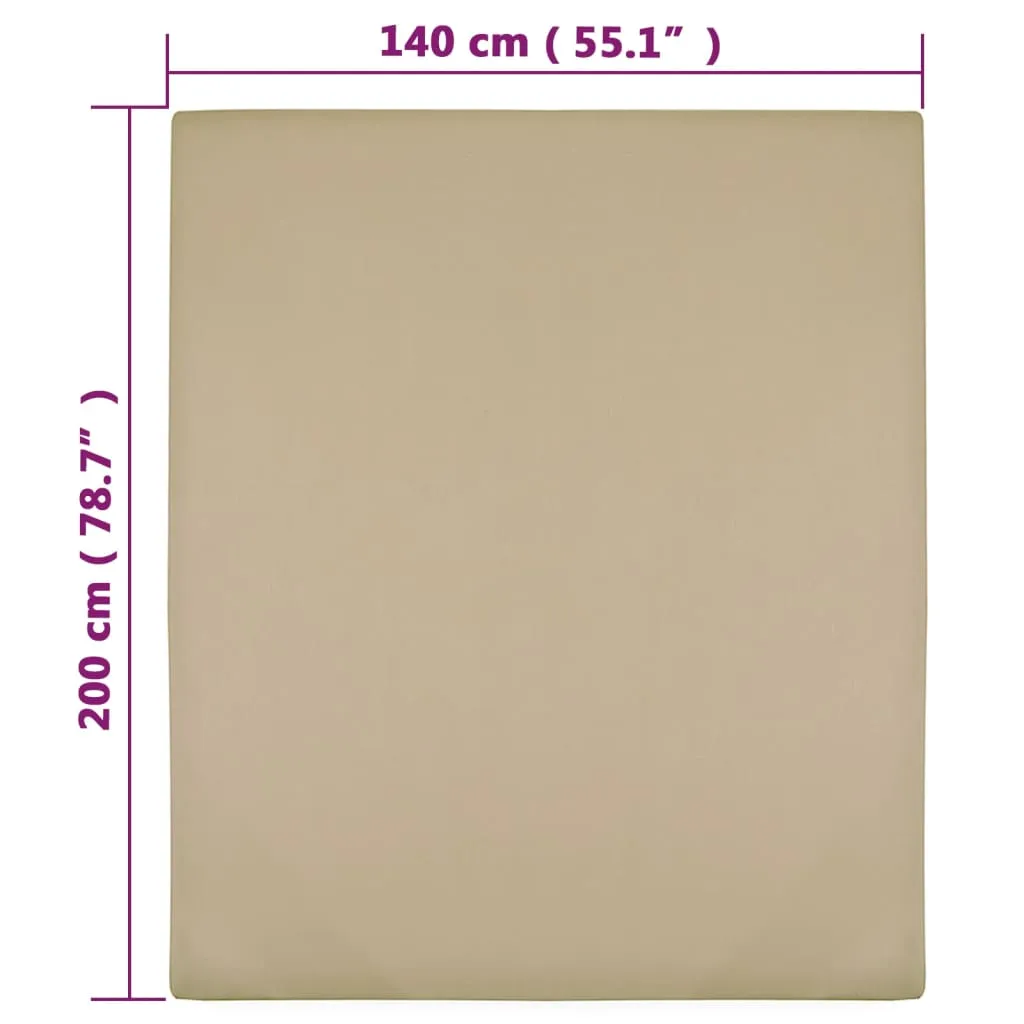 vidaXL Jersey Fitted Sheets 2 pcs Taupe 140x200 cm Cotton