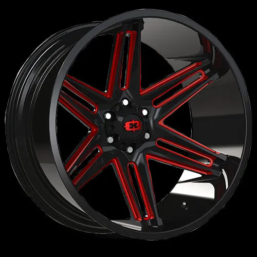 Vision Off-Road 363 Razor 22X10 8X165.1 -19mm Gloss Black Milled Spoke with Red