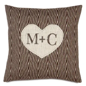 Wedding 'M   C' Heart Throw Pillow Cover 18x18