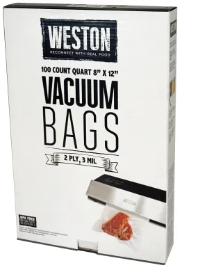 Weston 30-0101-W Vacuum Seal Bag, Plastic, Clear :BX100: QUANTITY: 1