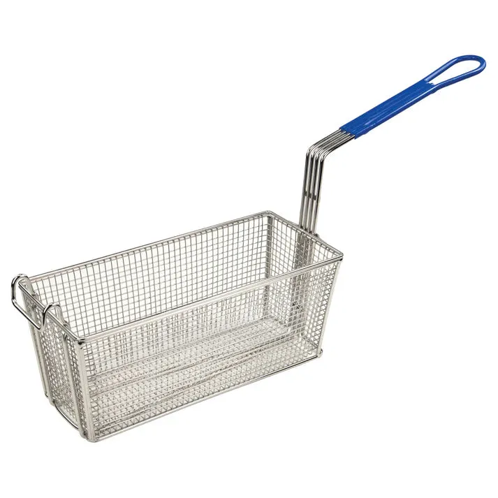 Winco Fryer Basket 13" x 5.75" x 5.5" with Blue Handle