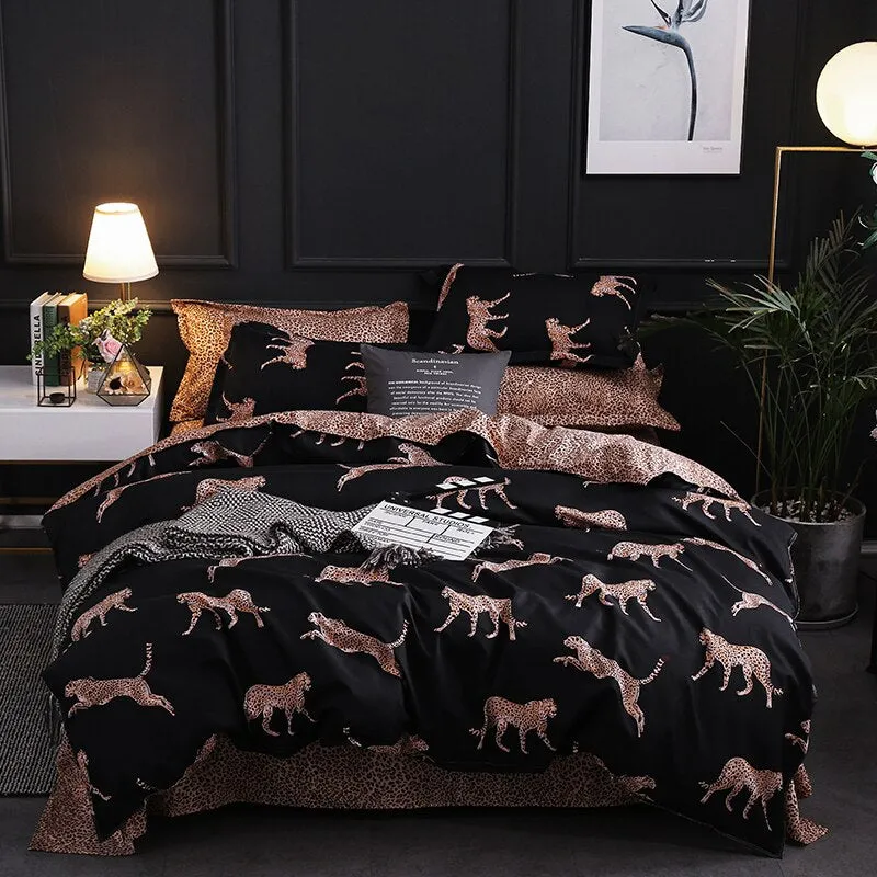 Yeknu Luxury Leopard Duvet Cover 240X220 Swallow Geometric Plaid Bed Linen Queen Bedding Set 135 Couple Bedspreads Bed Quilt Cover 150